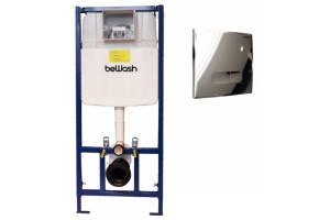 Комплект инсталляции beWash Neox с кнопкой смыва хром глянец