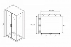 Душевой уголок Abber Sonnenstrand 100х90 черный, матовый (AG04100BC-S90B) - 3