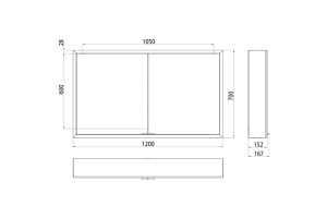 Emco Asis prime Зеркальный шкаф 1200х152хh700мм, навесной, 2 дверки, 2 стекл.полки LED-подсветка сенсорн., розетка, боковые панели зеркало - 2