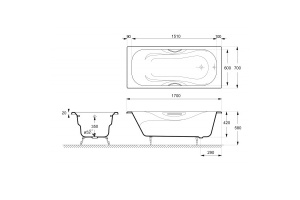 Ванна чугунная Delice Malibu 170х70 белый - 2