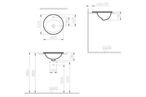 Встраиваемая раковина Vitra S20 43 см (5466B003-0001) - 2