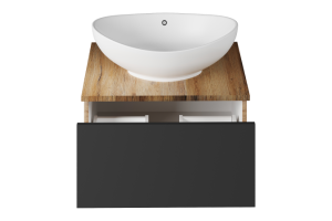 Тумба под раковину Misty Ива 60 темное дерево - черный - 2