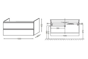 Тумба под раковину Jacob Delafon Vox 100 см (EB2025-RA-E16) - 2