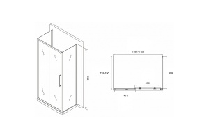 Душевой уголок Abber Schwarzer Diamant 110х75 хром стекло матовое - 2