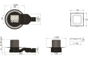 Душевой трап Berges Platz Antik 10х10 хром матовый - 2