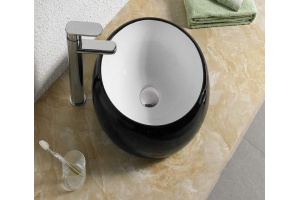 Раковина накладная CeramaLux NC 40 см белый/черный (5004BW)