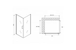 Душевой уголок Abber Sonnenstrand 100х85 хром стекло прозрачное - 2