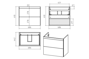 Тумба с раковиной Misty Атлантик 70 серая матовая - 3