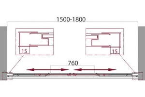 Шторка на ванну BelBagno Unique VF-2-150/180-140-C-Cr стекло прозрачное - 2