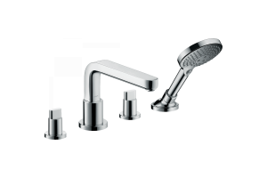 Смеситель на край ванны Hansgrohe Metris S, на 4 отверстия, излив 22 см, хром 31447000