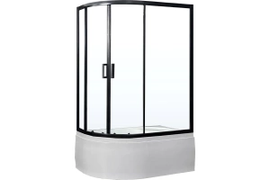 Душевой уголок Royal Bath ВК 120х80 R с поддоном профиль черный стекло прозрачное