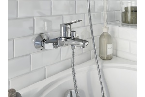 Смеситель для ванны с душем STWORKI by Damixa Дублин HFDB10000 хром,настенный, латунь, однорычажный, с душевым гарнитуром - 2