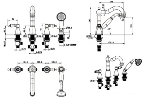 Смеситель Boheme Oro 395 на борт ванны - 2