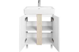Тумба с раковиной Aquaton Кантри 60 белый-светлое дерево - 3