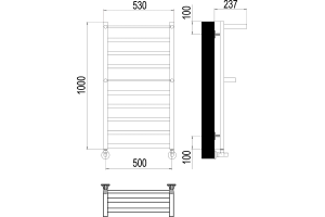Водяной полотенцесушитель Terminus Хендрикс П10 500x1000 с полкой Хром - 3