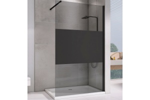 Душевая перегородка Abber Immer Offen 120 черная стекло прозрачное с тонированной полосой