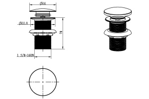 Донный клапан для раковины Boheme Black 612-B без перелива - 2