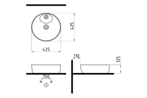 Раковина накладная Bien Flame 43 золото - белый - 2