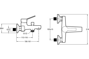 Смеситель Jacob Delafon Eo E24160RU-CP для ванны с душем - 2