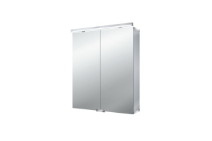 EMCO Pure Зеркальный шкаф 600 мм., LED-подсветка, 2 двери, 2 полки, розетка, без нижней подсветки