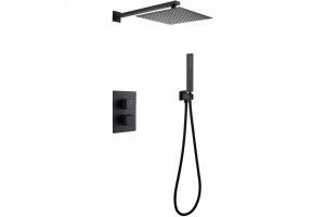 Душевая система Abber Daheim с термостатом черная матовая