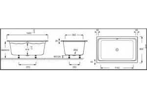 E6D123-00 Capsule ванна/душ 140X90 - 2