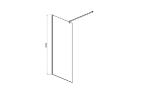 AQ WIW 09020BL Душевая перегородка Walk in с держателем 900x2000 профиль черный, стекло прозрачное - 3
