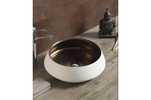 Раковина накладная CeramaLux NC 41 см белый/темная бронза (J2094)