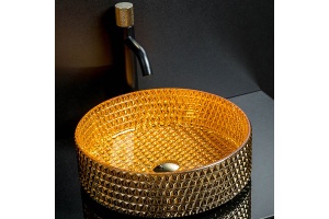 Раковина хрустальная накладная Armadi Art Lucido 39 золото - 2