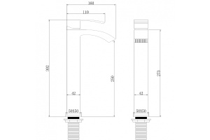 Смеситель для раковины Abber Wasserfall черный, матовый (AF8611B) - 3