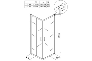 Душевой уголок Kolpa San Eco Quat 90х90 хром стекло прозрачное - 3