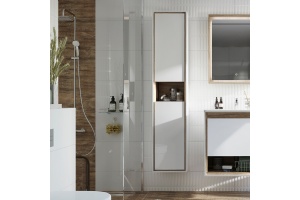 Шкаф-пенал STWORKI Ольтен 150 белый, дуб сонома