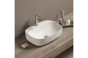 Раковина керамическая накладная AM-78374, цвет белый, 585х420х150