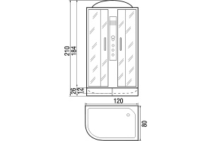 Душевая кабина с поддоном River Dunay 120/80/24 TH R (10000002106) - 3