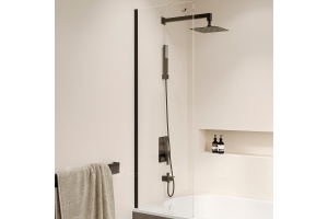 Шторка на ванну RGW Screens SC-056-8B 30х150 профиль черный стекло прозрачное