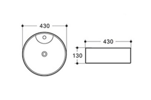 Раковина накладная CeramaLux NC 43 см белый/золото (D1306H011) - 3