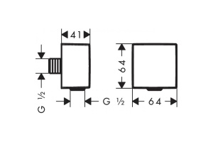 Шланговое подсоединение hansgrohe FixFit Square с клапаном обратного тока, шлиф. черный хром 26455340 - 2
