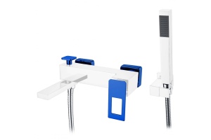 Смеситель для ванны с лейкой и шлангом Boheme Q хром с синим