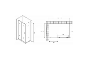 Душевой уголок Abber Schwarzer Diamant 110х70 хром стекло прозрачное - 2
