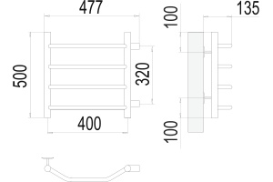Водяной полотенцесушитель Terminus Виктория П4 400x500 Хром боковое подключение - 3