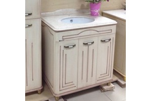 Тумба с раковиной Bellezza Аллегро Люкс 100 бежевая патина темный орех