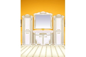 Тумба с раковиной Misty Барокко 120 прямая бежевая, патина - 2