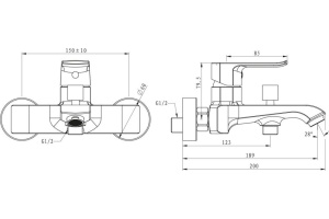 Смеситель BelBagno Disco DIS VASM CRM для ванны - 2