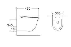 AQ1112-00 КЛАССИК Унитаз подвесной компакт безободковый 490*365*340 - 2