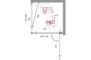 Душевой уголок BelBagno Marmi 70х80 профиль хром стекло прозрачное - 3