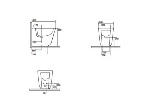 Kerasan Tribeca Биде напольное пристенное 55 см, с 1 отв под смеситель, c креплением WB5N, цвет: белый матовый - 2