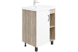 Тумба с раковиной Onika Тимбер 50 белый матовый/дуб сонома (105034)