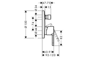 Смеситель для ванны Hansgrohe Metropol S (14466000) - 2