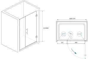 Душевая дверь RGW Hotel HO-012-B 120х195 профиль черный стекло прозрачное - 3