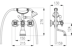 Смеситель для ванны с душем Rav Slezak Morava retro белый - хром - 2